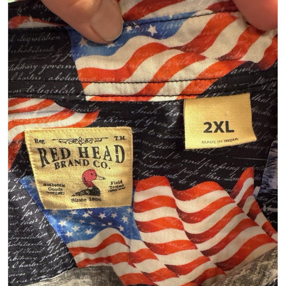 Red Head Mens Patriotic American Flag Mount Rushmore Liberty Shirt 2XL Navy Blue - Picture 2 of 11